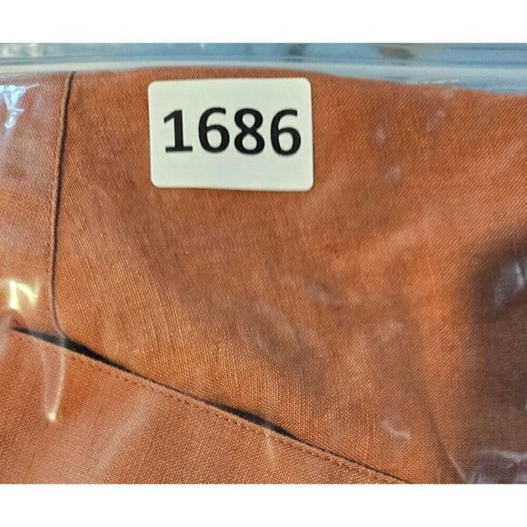 Joseph & Feiss Mens Sz L Linen Button Up Shirt Shirts Short Sleeve Rust Brown - Picture 9 of 9